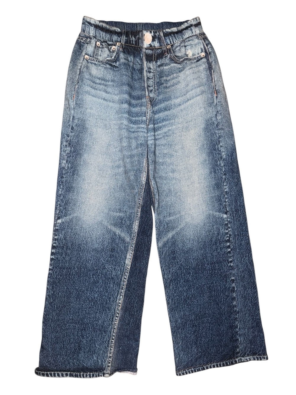 ELAN Jenna Sweatpant Jean Faux Denim Pull-On Wide Leg M EUC